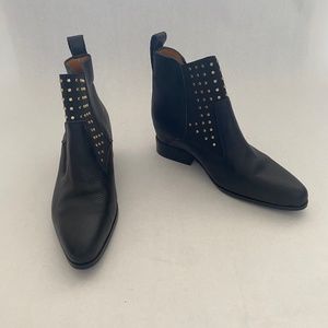 Tarot Black Leather Ankle Boots with Gold Studs Women's Size 6